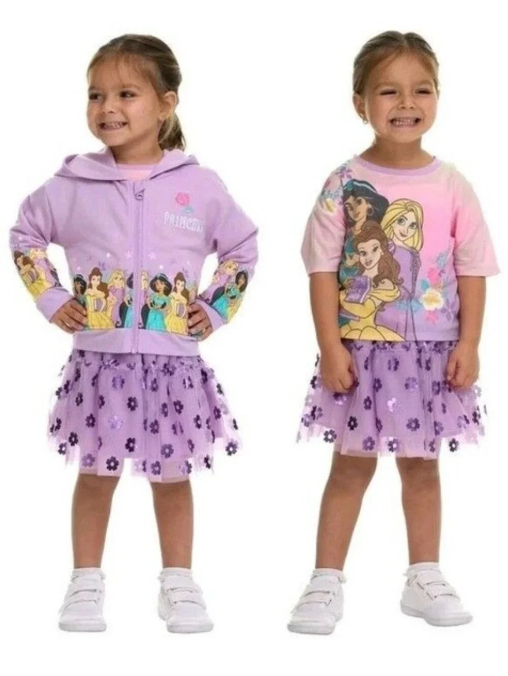 Disney Princess 3 piece Tutu Set Jacket Tutu Skirt and Shirt Purple 3T